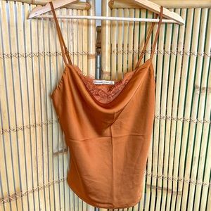 Abercrombie & Fitch bohemian satin & lace cowl neck terracotta rust cami tank